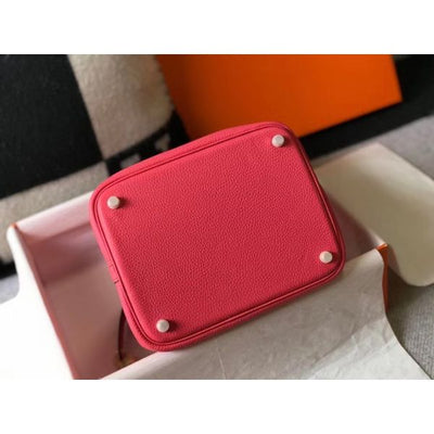 HERM Picotin Lock 22 Bag In Rose Lipstick Clemence Leather