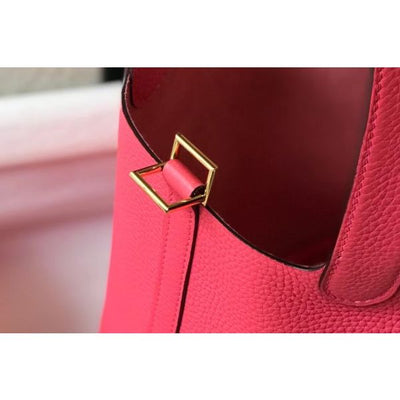 HERM Picotin Lock 22 Bag In Rose Lipstick Clemence Leather