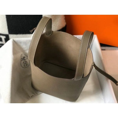 HERM Picotin Lock 22 Bag In Taupe Clemence Leather