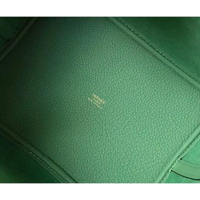 HERM Picotin Lock 22 Bag In Vert Criquet Clemence Leather