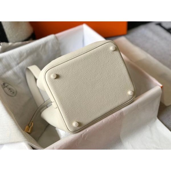 HERM Picotin Lock 22 Bag In Beton Clemence Leather