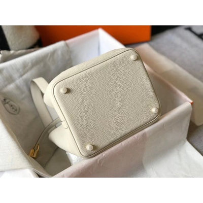 HERM Picotin Lock 22 Bag In Beton Clemence Leather