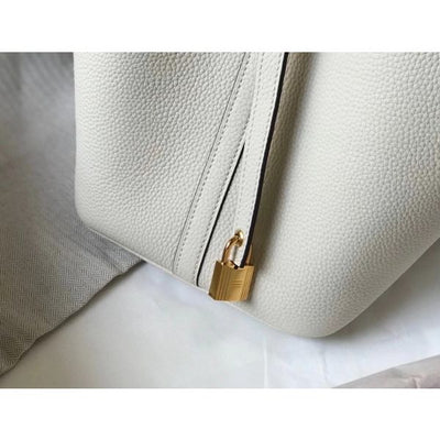 HERM Picotin Lock 22 Bag In Beton Clemence Leather