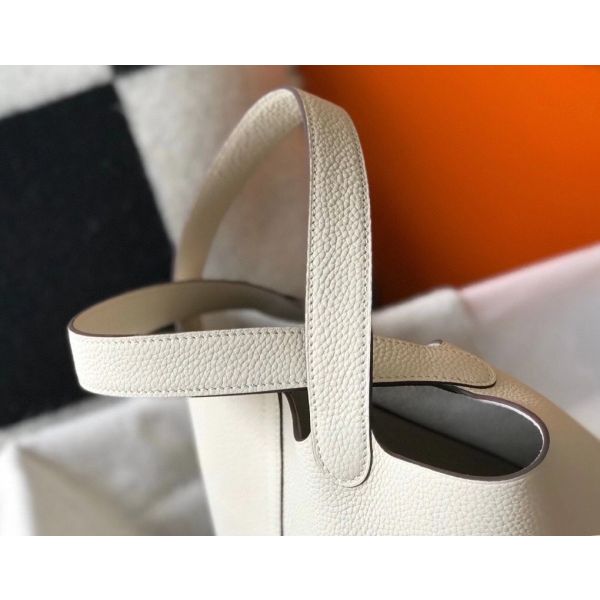 HERM Picotin Lock 22 Bag In Beton Clemence Leather
