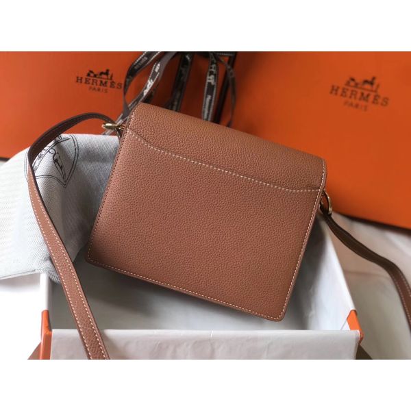 HERM Mini Sac Roulis 18cm Bag In Brown Evercolor Calfskin