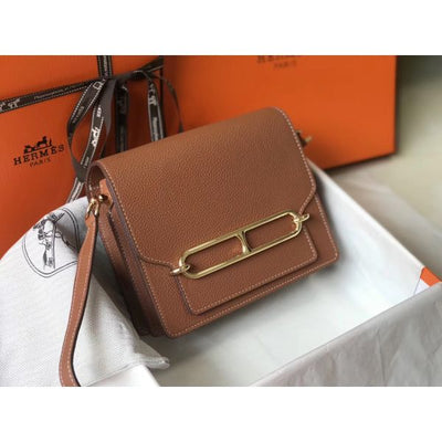 HERM Mini Sac Roulis 18cm Bag In Brown Evercolor Calfskin