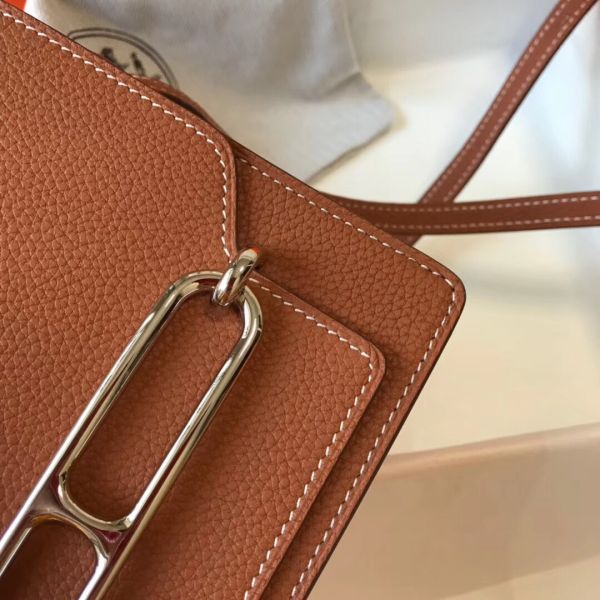 HERM Mini Sac Roulis 18cm Bag In Brown Evercolor Calfskin