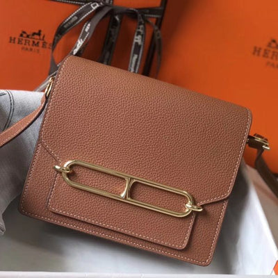 HERM Mini Sac Roulis 18cm Bag In Brown Evercolor Calfskin