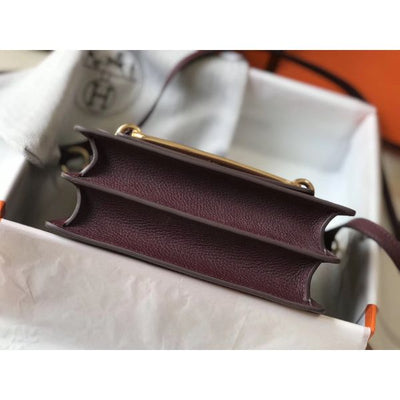 HERM Mini Sac Roulis 18cm Bag In Burgundy Evercolor Calfskin