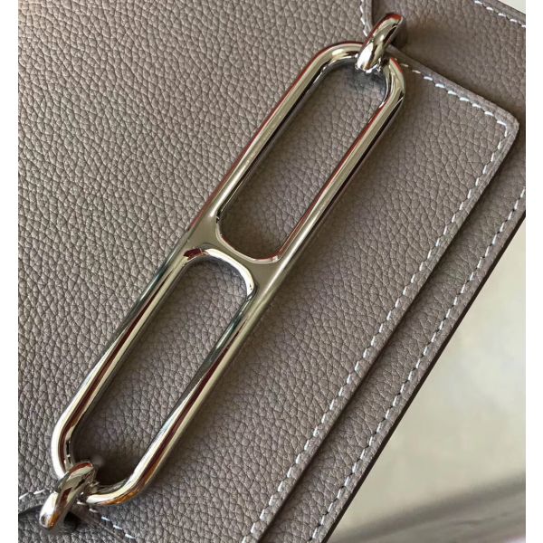 HERM Mini Sac Roulis 18cm Bag In Grey Evercolor Calfskin