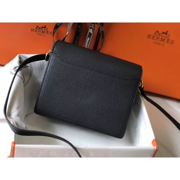 HERM Mini Sac Roulis 18cm Bag In Black Evercolor Calfskin