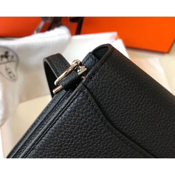HERM Mini Sac Roulis 18cm Bag In Black Evercolor Calfskin