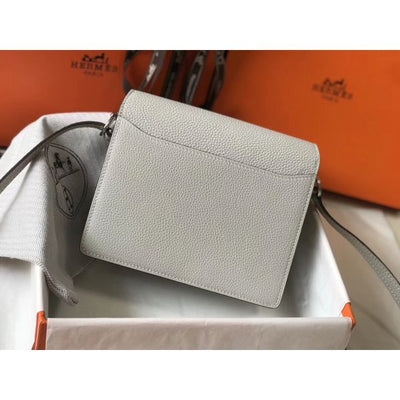 HERM Mini Sac Roulis 18cm Bag In Pearl Grey Evercolor Calfskin