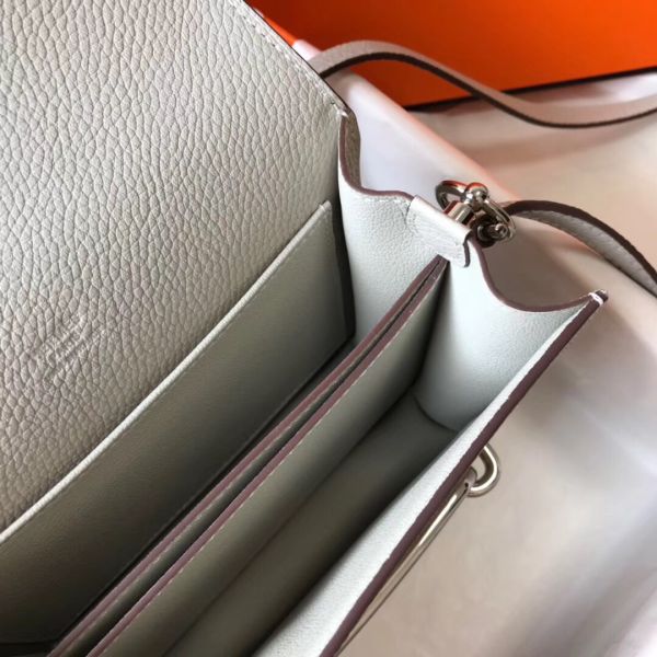 HERM Mini Sac Roulis 18cm Bag In Pearl Grey Evercolor Calfskin
