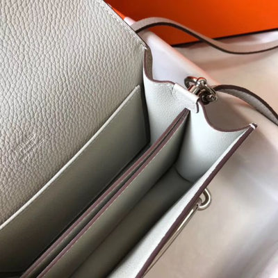 HERM Mini Sac Roulis 18cm Bag In Pearl Grey Evercolor Calfskin