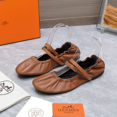 HERM Jolly Ballet Flats in Brown Nappa Leather