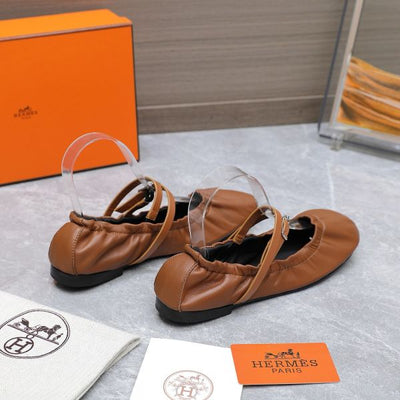 HERM Jolly Ballet Flats in Brown Nappa Leather