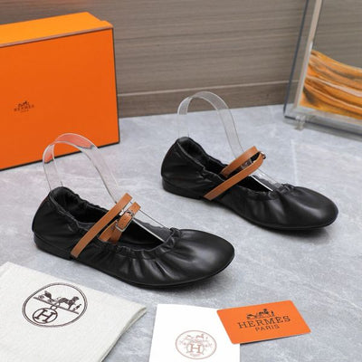 HERM Jolly Ballet Flats in Black Nappa Leather