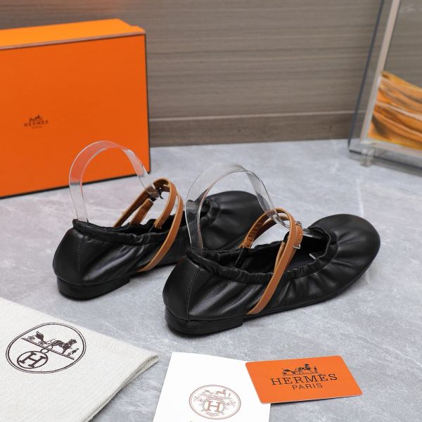HERM Jolly Ballet Flats in Black Nappa Leather