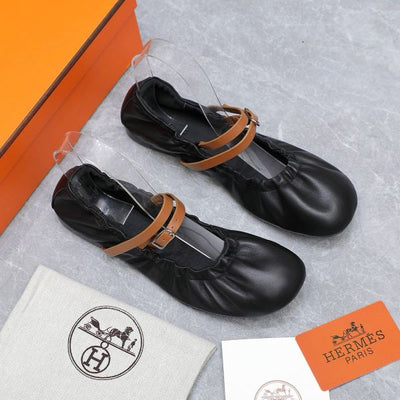 HERM Jolly Ballet Flats in Black Nappa Leather