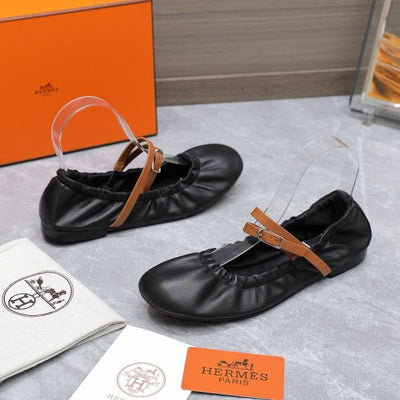 HERM Jolly Ballet Flats in Black Nappa Leather