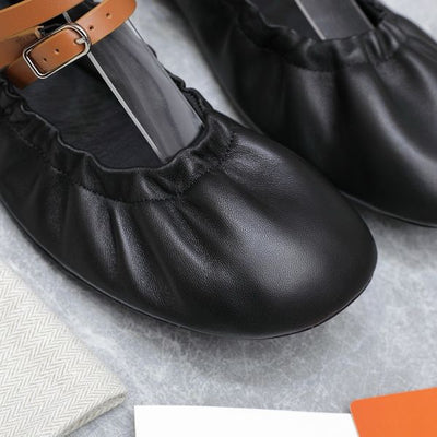 HERM Jolly Ballet Flats in Black Nappa Leather