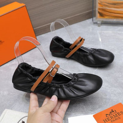 HERM Jolly Ballet Flats in Black Nappa Leather