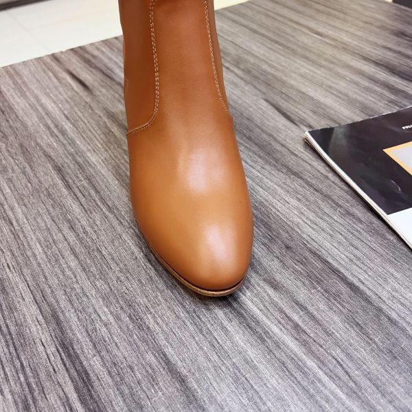 HERM Frenchie 50mm Ankle Boots In Brown Calfskin