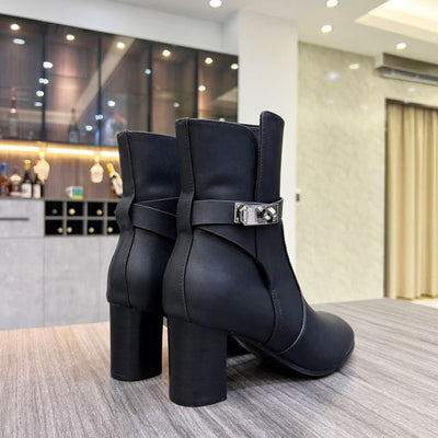 HERM Frenchie 50mm Ankle Boots In Black Calfskin