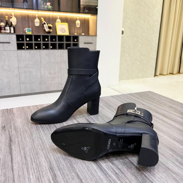 HERM Frenchie 50mm Ankle Boots In Black Calfskin