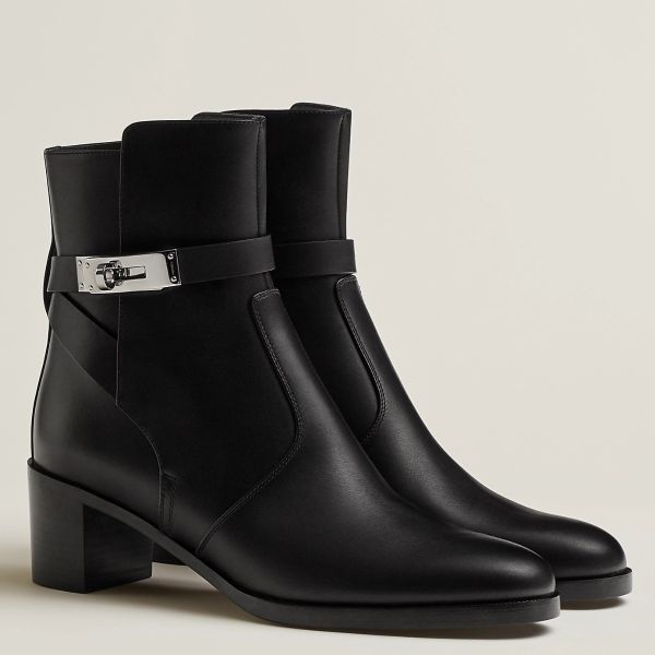 HERM Frenchie 50mm Ankle Boots In Black Calfskin
