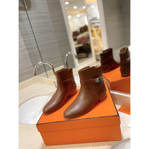 HERM Neo Ankle Boots in Brown Calfskin