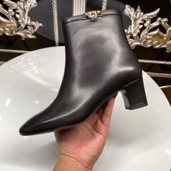 HERM Black Calfskin Power Low Boot