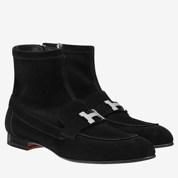 HERM Black Suede Saint Honore Ankle Boots