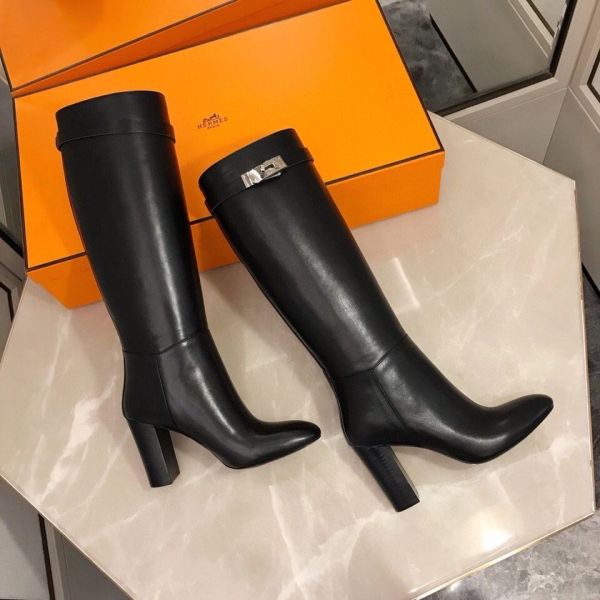 HERM Story Boots In Black Calfskin Leather
