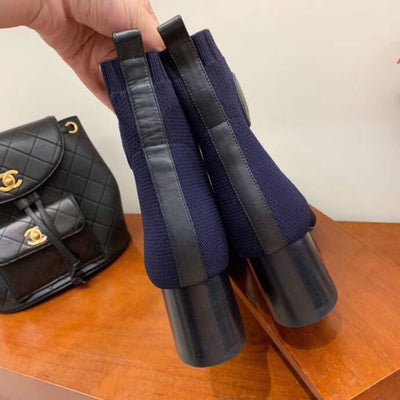 HERM Volver 60 Ankle Boot In Blue Knit