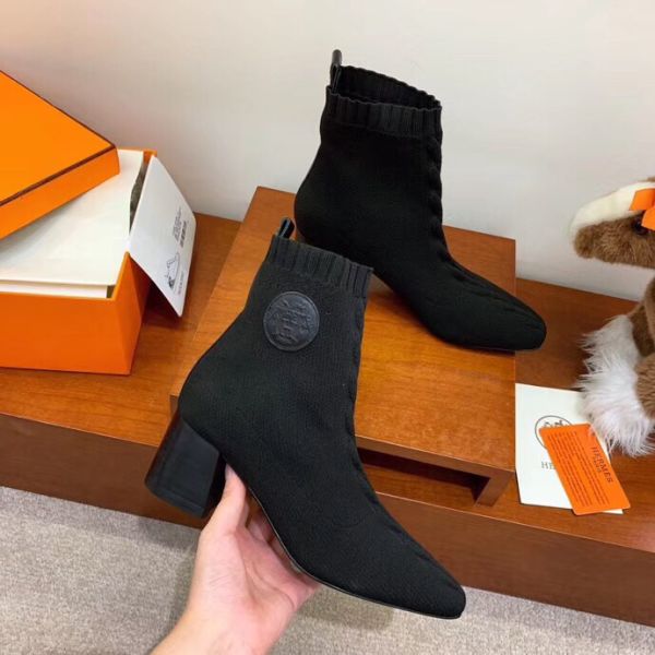 HERM Volver 60 Ankle Boot In Black Knit