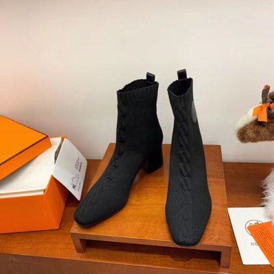 HERM Volver 60 Ankle Boot In Black Knit