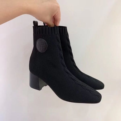 HERM Volver 60 Ankle Boot In Black Knit
