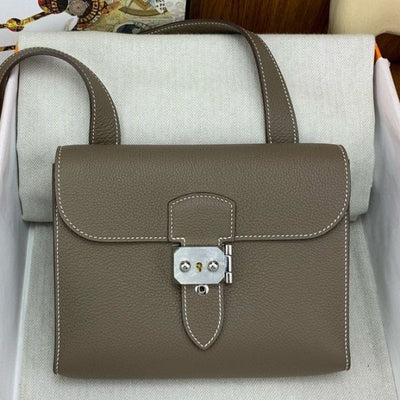 HERM Sac a Depeches 21 Bag in Taupe Clemence Leather