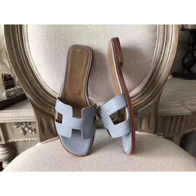 HERM Oran Sandals In Blue Lin Epsom Leather