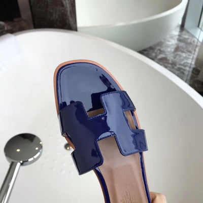 HERM Oran Sandals In Blue Patent Leather