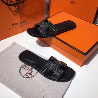 HERM Oran Studs Sandals In Black Leather