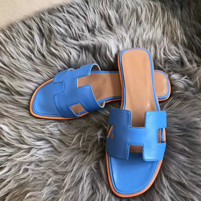 HERM Oran Sandals In Blue Swift Leather