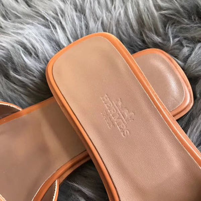HERM Oran Sandals In Brown Swift Leather
