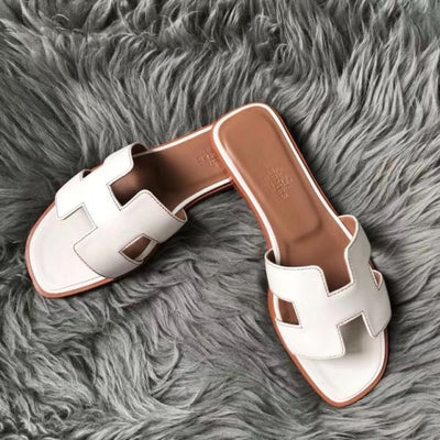 HERM Oran Sandals In White Swift Leather