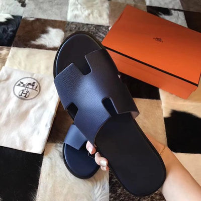 HERM Izmir Sandals In Sapphire Epsom Leather