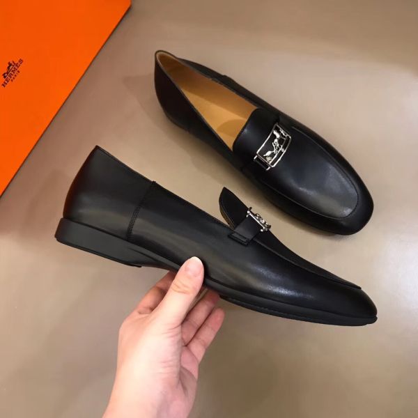 HERM Men's Tenor Loafers In Black Calfskin