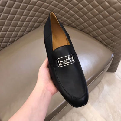 HERM Men's Tenor Loafers In Black Calfskin