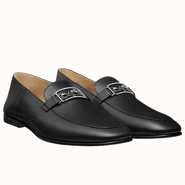 HERM Men's Tenor Loafers In Black Calfskin